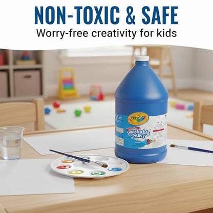Crayola Washable Blue Paint 1 Gallon – Non-Toxic, Easy-Clean Paint for Kids, Classrooms, Schools & Art Projects - color: Blue