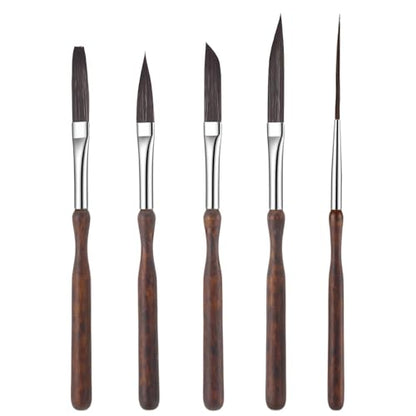 5 Pcs Pinstriping Brush Professional Travel Art Paintbrushes High Performance Striping Brushes Detail Script Liner Paint Brush Scroll Sword Dagger Brushes for Oil Painting Miniature Art Craft Projects