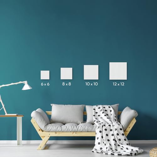 Arteza Paint Canvases for Painting, Pack of 14, 8 x 8 Inches, Square Blank Art Canvas Boards, 100% Cotton, 8 oz Gesso-Primed, Art Supplies for Adults and Teens, for Acrylic Pouring and Oil Painting - size: 8"x8"