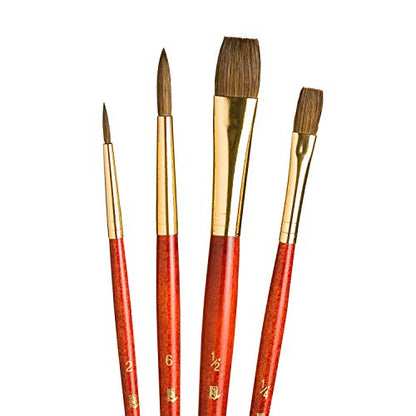 Princeton RealValue Brush Set, Natural, Red Handle, Natural Camel, 4 Piece, 1 Count - style: Set-9121