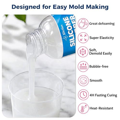 JDiction Silicone Mold Making Kit 36OZ, 4H Fast Cure Soft Silicone Rubber | 10A Super-Elastic Platinum Silicone Captures Fine Details for Resin, Candle, Soap, Plaster and Craft Mold Making - size: 36oz