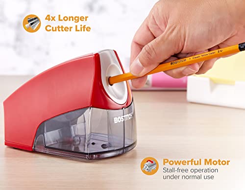 Bostitch Office Electric Pencil Sharpener for Classroom & Desk Use, Heavy-Duty Stall-Free Motor, High-Capacity Shavings Tray, Red (Pack of 6) - color: Red (Pack of 6)