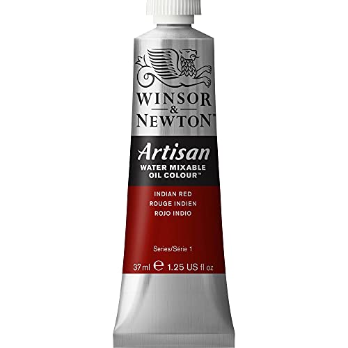 Winsor & Newton Artisan Water Mixable Oil Paint, 37ml, Indian Red | Clean with water; no solvents needed. Color depth, lightfastness, opacity/transparency are the same as traditional oils. - color: Indian Red, style: 1.25-oz