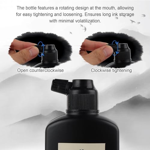 120ml Black Sumi Ink,Chinese Brush Calligraphy Ink (4.06oz) | Traditional Sumi Brush Liquid Ink for Practice & Professional Creation; Compatible with Japanese & India Ink
