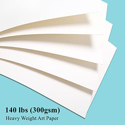 FEITAKE 100% Cotton Watercolor Paper Cold-Press / 140lb (300gsm) / Acid Free Mixed Media Art Drawing Papers - 30Sheets Pack - 6"X8"