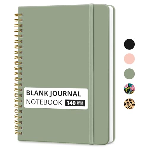 Taja Blank Spiral Journal Notebook for Women & Men, 140 Pages, Sketch Book, Plain Notebook for Drawing & Sketching, Journals for Creative Writing, A5(5.7" x 7.9") – Green - color: A.Green, style: d-Blank
