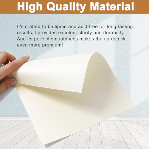 Silunkia 28 Sheets Cream Shimmer Cardstock 8.5 x 11 Off White Paper 92lb | Heavyweight Glossy Paper Card Stock for DIY Cards Making, Business Cards, Wedding Invitations, Crafting, Menus - color: Cream, size: 28 Sheets