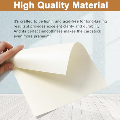 Silunkia 28 Sheets Cream Shimmer Cardstock 8.5 x 11 Off White Paper 92lb | Heavyweight Glossy Paper Card Stock for DIY Cards Making, Business Cards, Wedding Invitations, Crafting, Menus - color: Cream, size: 28 Sheets