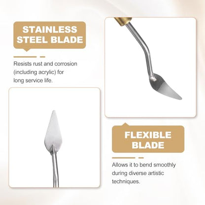 HARFINGTON 2pcs Palette Knife Painting Tool 1.57" x 0.67" Stainless Steel Teardrop Blade 6.3" Length Spatula Painting Pallet Knives with Hole Beech Wood Handle for Acrylic Canvas, Red/Silver - size: 6.3" x 0.67" x 1.57"
