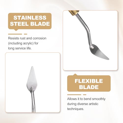 HARFINGTON Palette Knife Painting Tool 1.97" x 0.75" Stainless Steel Teardrop Blade 7.87" Length Spatula Painting Pallet Knives with Hole Beech Wood Handle for Oil Acrylic Canvas, Red/Silver - size: 7.87" x 0.75" x 1.97"