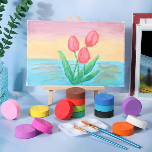 Nuanchu Tempera Paint Cakes 15 Colors Washable Art Supplies, 15 Pcs