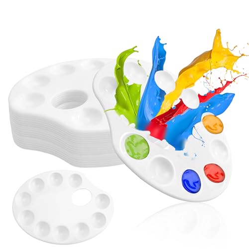 30 Pack 10 Well Plastic Paint Palettes Tray Bulk, White