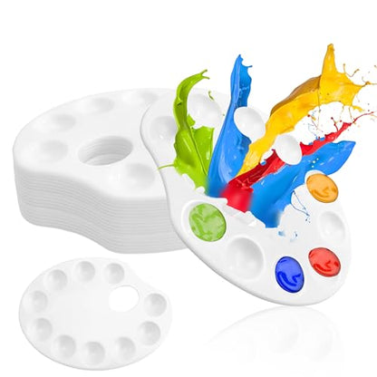 30 Pack 10 Well Plastic Paint Palettes Tray Bulk, White