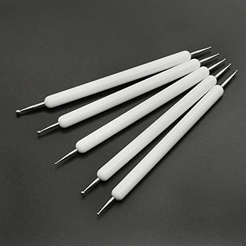 4 Set Embossing Stylus Double End Tracing Dotting Tool, 20 Pcs Ball Embossing Stylus Double End Tracing Dotting Tool for Pottery Clay Craft, Embossing Art (White) - color: White