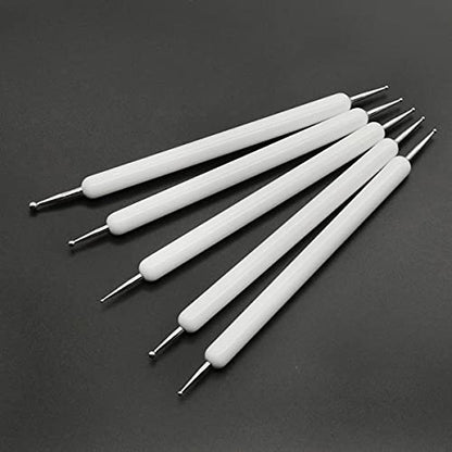 4 Set Embossing Stylus Double End Tracing Dotting Tool, 20 Pcs Ball Embossing Stylus Double End Tracing Dotting Tool for Pottery Clay Craft, Embossing Art (White) - color: White