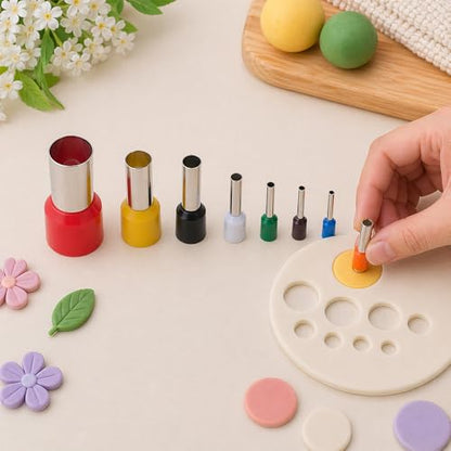 20PCS Stainless Steel Clay Cutter Round Circle Shape Cutter Ceramics Dotting Baking Ring Mold Cutter for Polymer Clay Pottery Handmade DIY Craft (20)