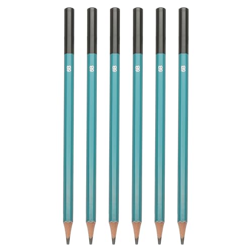 PATIKIL 6B Drawing Pencils for Sketching, 6PCS Sketch Pencils for Drawing Art Pencils Graphite Wood Pre-sharpened for Drawing Sketching Artist, Hexagonal, Black Refill, Green/Black Pole - style: 6B