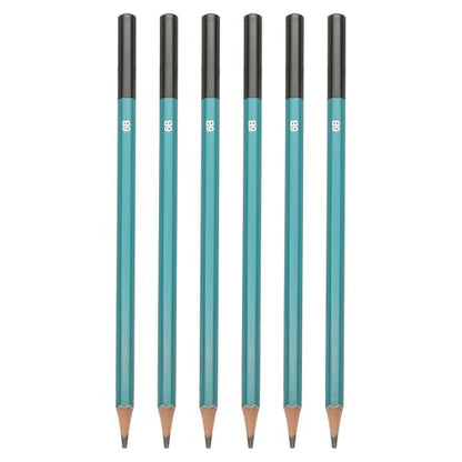 PATIKIL 6B Drawing Pencils for Sketching, 6PCS Sketch Pencils for Drawing Art Pencils Graphite Wood Pre-sharpened for Drawing Sketching Artist, Hexagonal, Black Refill, Green/Black Pole - style: 6B