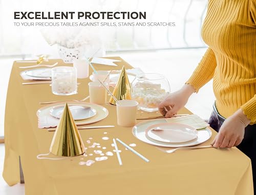 Utopia Kitchen Plastic Table Cloth Disposable (12 Pack - 54x108 Inch) Gold Rectangle Tablecloth Waterproof Stain Resistant Party Table Cover - color: Gold, size: 54X108 Inch - 12PC