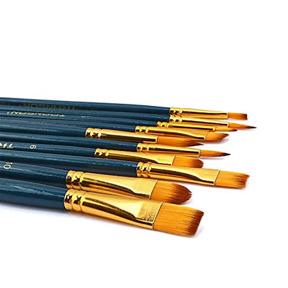 Transon 20pcs Bulk Artist Painting Brush Set for Acrylic Watercolor Gouache Hobby Craft Face Rock Painting Green Black - color: Green Black