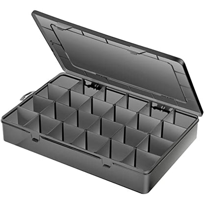 Gbivbe Large 24 Grids Plastic Organizer Box Adjustable Dividers,Clear Storage Box for Jewelry, Art DIY Crafts, Washi Tapes, Beads and Small Parts(Black, 1Pack) - color: Black-1
