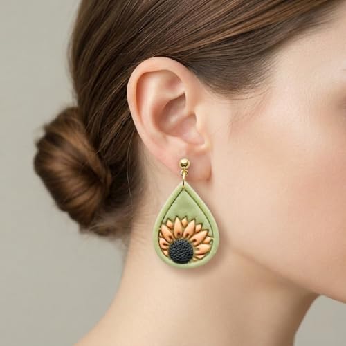 Xaekicr 9 Pcs Boho Polymer Clay Cutters with Hole - Lotus, Leaf & Mandala Shape Jewelry Making Tools for Earrings & Pendants, Soft Clay Molds - color: 2C color
