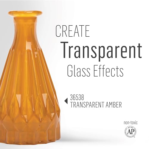 FolkArt Murano Transparent Acrylic Glass Paint, Amber, Perfect for Indoor and Outdoor Arts and Crafts Projects, 2 fl oz, 36538 - color: Transparent Amber, style: Transparent