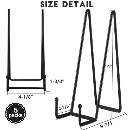 IBosins 5-Pack 14-Inch Plate Holder Display Stands Black Metal Frame Stand - color: Black, size: 14 Inch