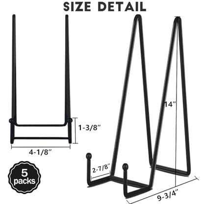 IBosins 5-Pack 14-Inch Plate Holder Display Stands Black Metal Frame Stand - color: Black, size: 14 Inch
