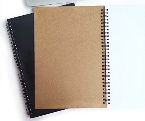 Twinkle Spiral Notebook, 2 Pack Spiral Journal, Sketchpad of Thick Pure White Paper, 10" X7” (Khaki, Blank) - color: Khaki