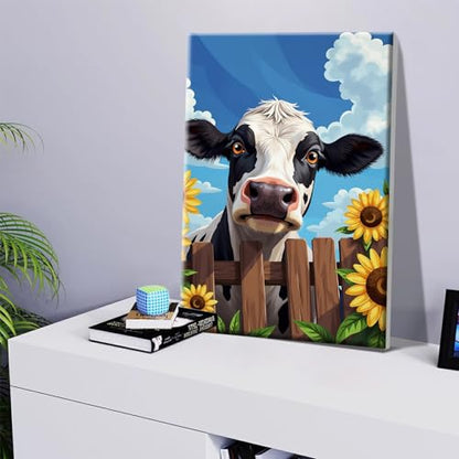 JOOZ 5D Cow Paint by Numbers Kit for Adults with Frame 8x12 Inch - color: Cow 073