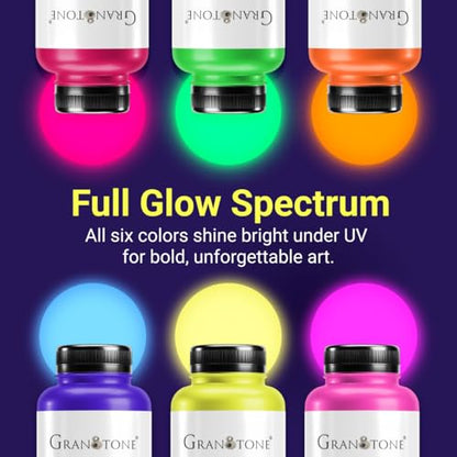 GRANOTONE Neon Acrylic Paint Set 6 Colors 8 oz Each - style: Fluorescent 6x8 Oz