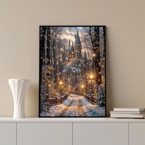 Christmas Night Castle Diamond Art Kits for Adults, 5D Diamond Painting Kit - color: CM057