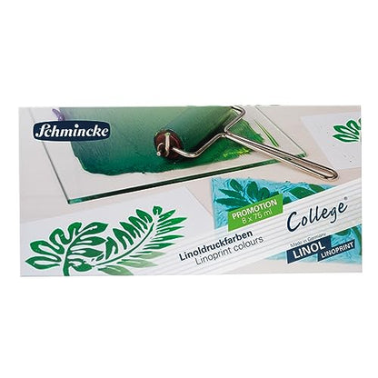 Schmincke College Linol, lino printing set 8 x 75 ml, 84 708 097 | artist's lino printing inks in study quality, uniform print - size: 8 x 75 ml