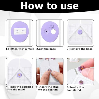Stud Post Embedding Tool for Polymer Clay Earrings,Polymer Clay Tools,Cutters,Earring Post Embedder Tool for Jewelry, Earrings(Color:White)