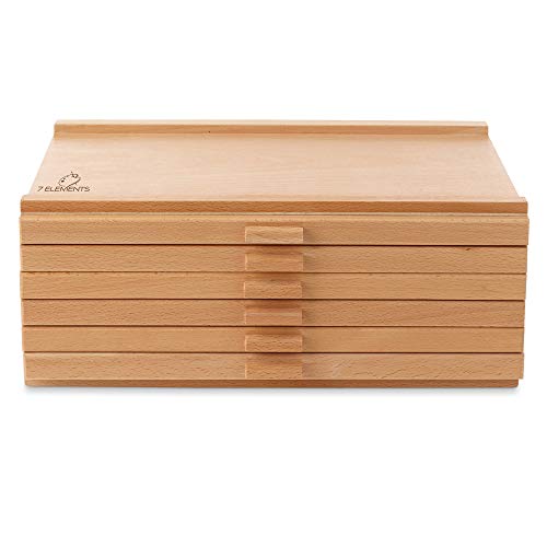7 Elements 10 Drawer Wooden Artist Storage Supply Box for Pastels, Pencils, Pens, Markers, Brushes and Tools - size: 10-Drawer