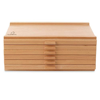 7 Elements 10 Drawer Wooden Artist Storage Supply Box for Pastels, Pencils, Pens, Markers, Brushes and Tools - size: 10-Drawer