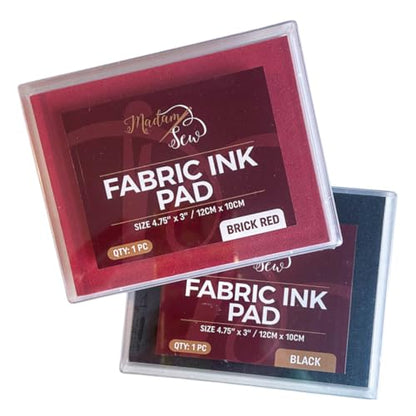 Madam Sew Permanent Fabric Ink Stamp Pad | Crisp, Washable Impressions on Cotton & Linen | Fade-Resistant Fabric Stamp Ink Pad for Fabric Crafts, Labels & Gifts | Works with All Rubber Stamps (Red) - color: Red