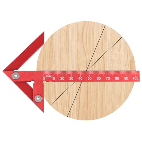 Aluminum Alloy Center Positioning Ruler, 45/90 Degree & Right Angle & Centerline Positioning, Red High-Precision Metric Measuring Multi-Function Arrow Ruler,043R - color: Red(Metric)