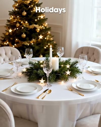 Pureegg Plastic Table Cloth Disposable 3 Pack, 84 Inch Round Table Cloth, Leakproof Table Cover for Parties, Picnic, Weddings, White - color: White, size: 84" Round