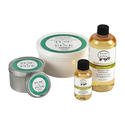 Tusc & Pine Brush Cleansing Oil - 500ml (16.9 Fl Oz) Walnut-Clove Oil Paint Brush Cleaner, Preserves Natural & Synthetic Brushes, Petroleum-Free, Slows Drying, Made in the USA - size: 16.9 Fl Oz (Pack of 1)