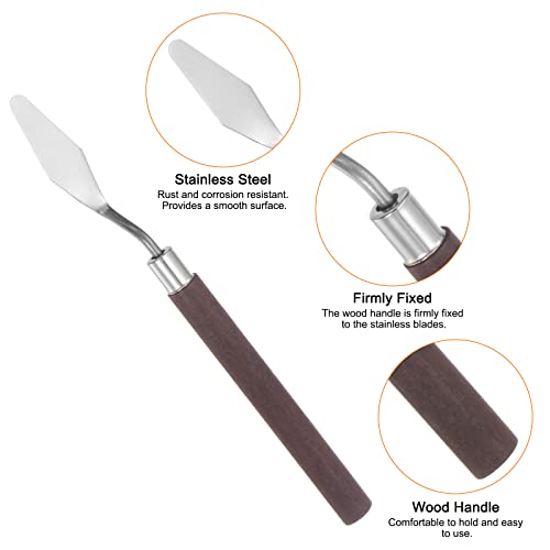 HARFINGTON 2pcs No.5 Palette Knives 14mm Width Stainless Steel Small Pointy Spatula Painting Pallet Knife with Wood Handle for Oil Acrylic Canvas Mixing Spreading, Red - size: 14mm