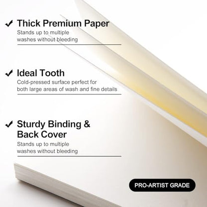 ArtBeek Watercolor Paper Block, 7" x 10" Watercolor Block 32 Sheets 100% Cotton Cold Press 140lb/300GSM - size: 7X10 Cold Press