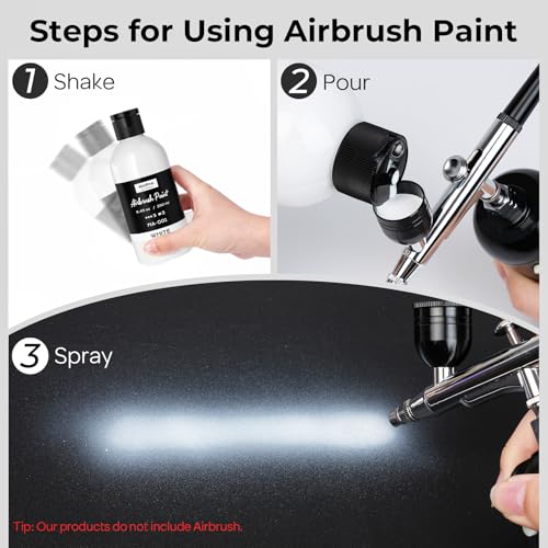 Nicpro White Large Airbrush Paint 8.45oz Ready to Spray Opaque Water-Based | Acrylic Air Brush Paints for Model, Wood, Canvas, Metal, Plastic, Leather, for Beginners & Artists - color: White