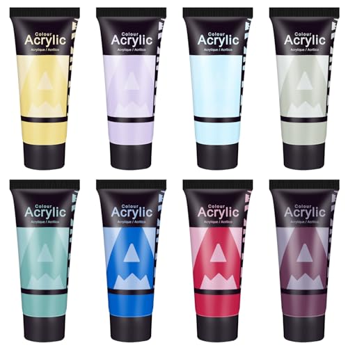 AUREUO Retro Acrylic Paint Set – 8 Vintage Colors x 0.71 Fl Oz/21ml Tubes - color: 8 Retro Colors, size: 0.71 Fl Oz (Pack of 8)