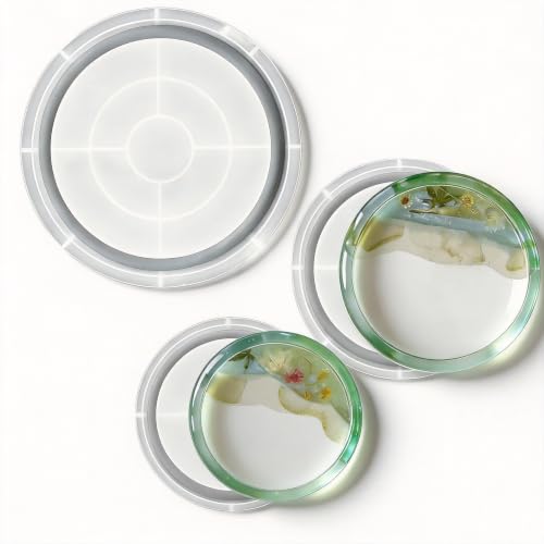 Set of 11'', 8'', 6'' Round Tray Molds Tray Resin Molds, Round Serving Tray Mold with Edges Rolling Tray Mold for Resin Silicone Tray Molds with Sides for Resin Casting Shiny Surface & Durable - color: 3 pcsRound Tray Molds