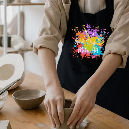 Aprons for Painting with Pockets, Adjustable Artist Smocks for Women Men, Gifts for Artists, Art Teachers, Painters