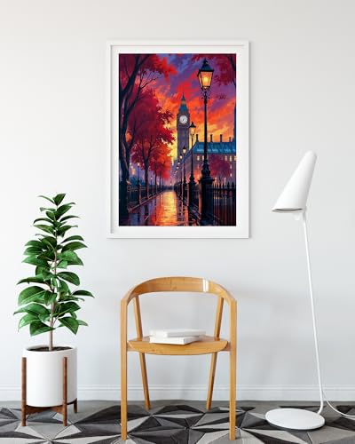 DDGEMART 5D DIY Diamond Painting Kits for Adults, London Big Ben Street View Diamond Art Kits for Beginners, Full Drill British Cityscape Gem Art Paint for Home Wall Decor, 12 x 16 Inch - color: London Street