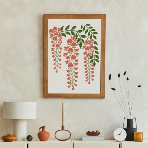 Large Flower Stencils 14" Vine Stencil | Reusable Leaf Branch Stencils for Wall Crafts Canvas Furniture Wood - style: Vine