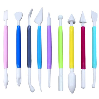 9 Pcs Clay Sculpting Tools Set, Double-Ended Plastic Air Dry Clay Tool Kit, Clay Tool for Pottery, Polymer, Air Dry Clay, Ceramic, Modeling, Shaping, DIY Crafting - color: 9Pcs